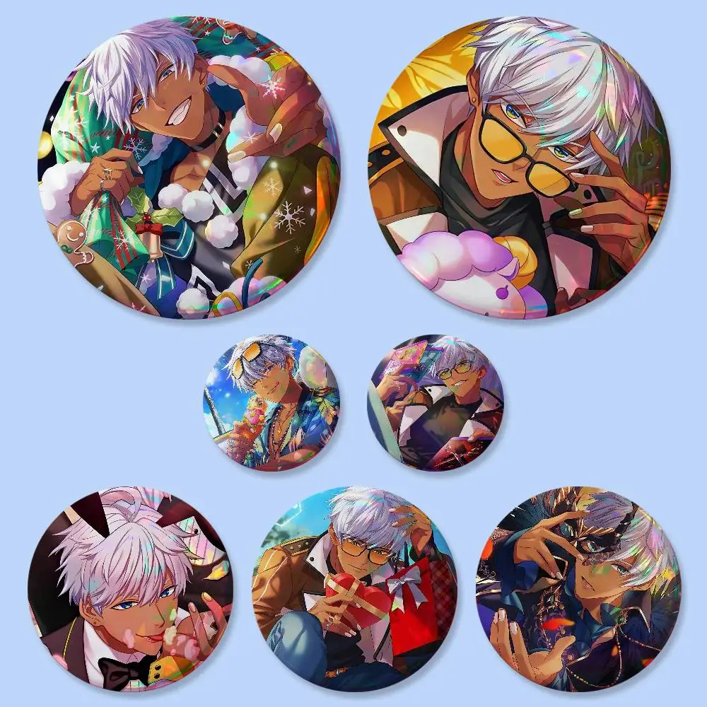 Anime Cartoon O-Obey Me Mammon Badges 25 32 44 58 75 Mm Round Cosplay Pin Bag Decor Fans Collect Friends Gifts Brooch Souvenir
