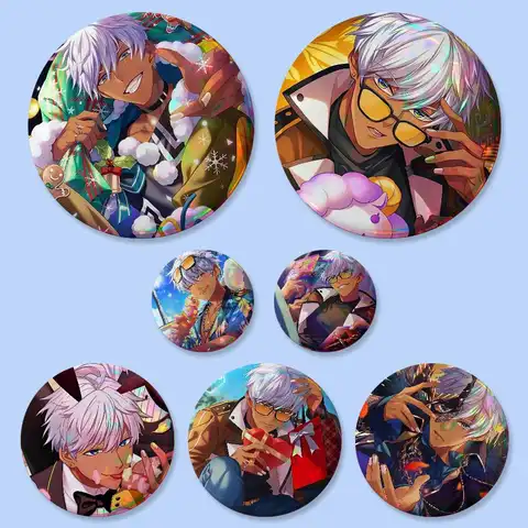 Anime Cartoon O-Obey Me Mammon Badges 25 32 44 58 75 Mm Round Cosplay Pin Bag Decor Fans Collect Friends Gifts Brooch Souvenir