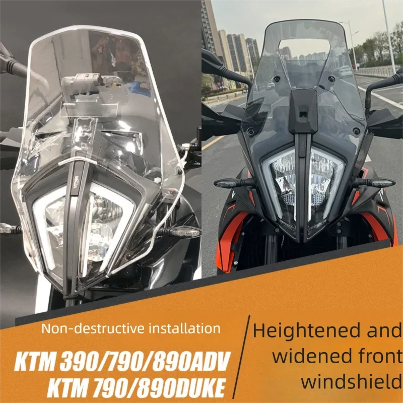 For 390 790 890 ADV Adventure 790adv 2019-2022 2020 Motorcycle Acrylic Rally Windshield Wind Deflector Screen Shield Windscreen