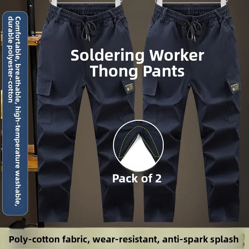Pantaloni da Lavoro in Tela per Saldatura e Riparazione Auto, Resistenti all'Usura e allo Sporco, con Pannello Extra per Protezione del Lavoro