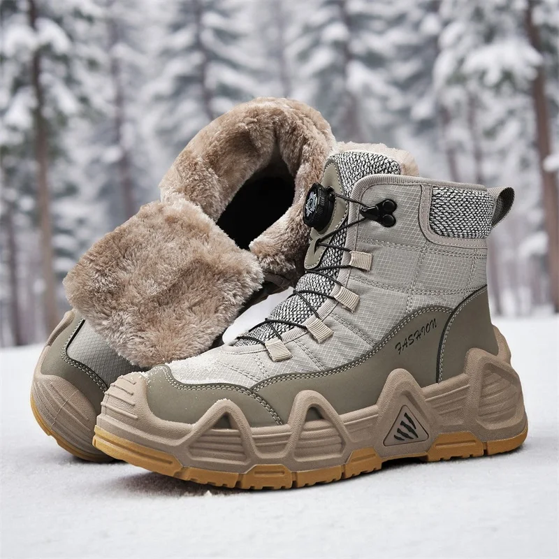 

Warm Fur Outdoor Mens Combat Tactical Desert Boots Male Field Hunting Hiking Shoes Climbing Training Waterproof Sports Shoes