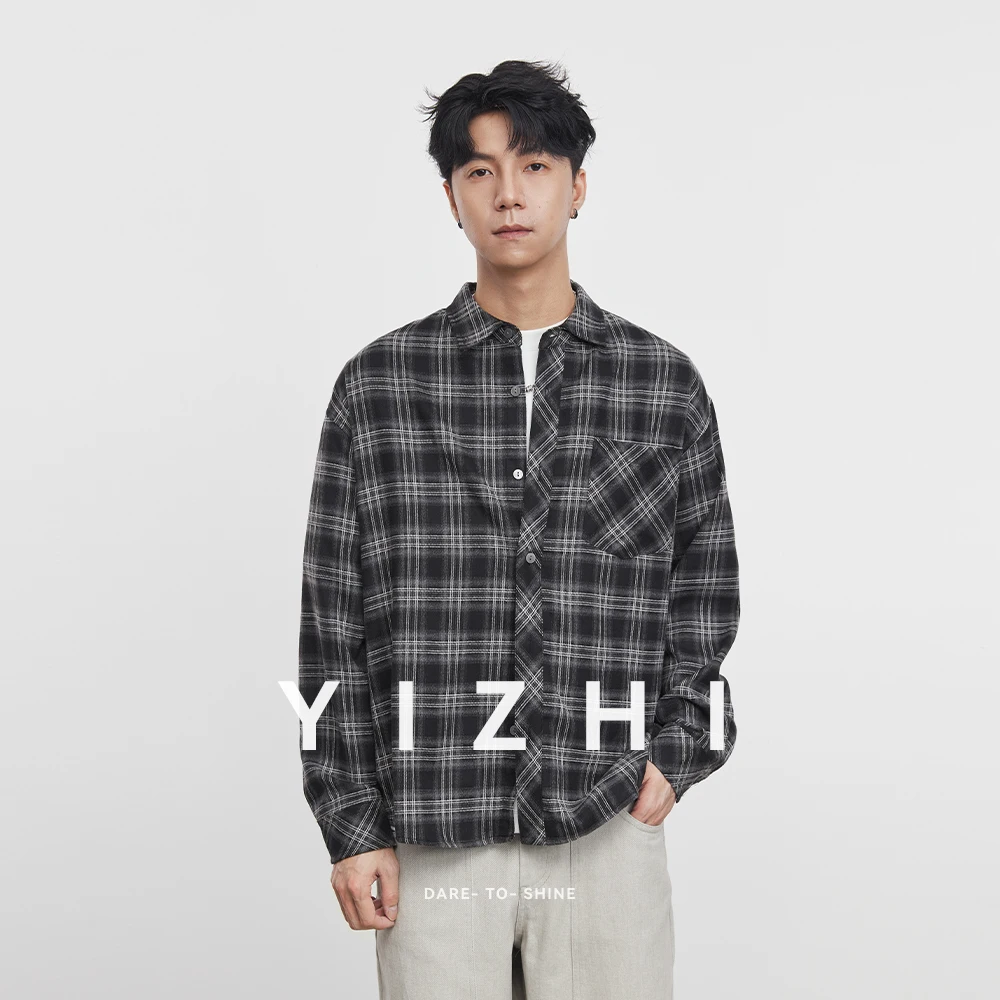 

Men's Fashion Long Sleeve Plaid Shirt 2025 Spring and Autumn New Retro Lapel Shirt Jacket Work Commuter Top Men's Jacket