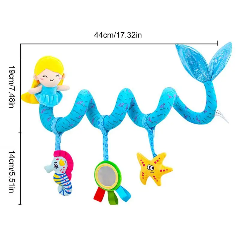 귀여운 인어 디자인 활동 나선형 봉제 장난감, 부모와 아기 여행 동행 유모차 장난감