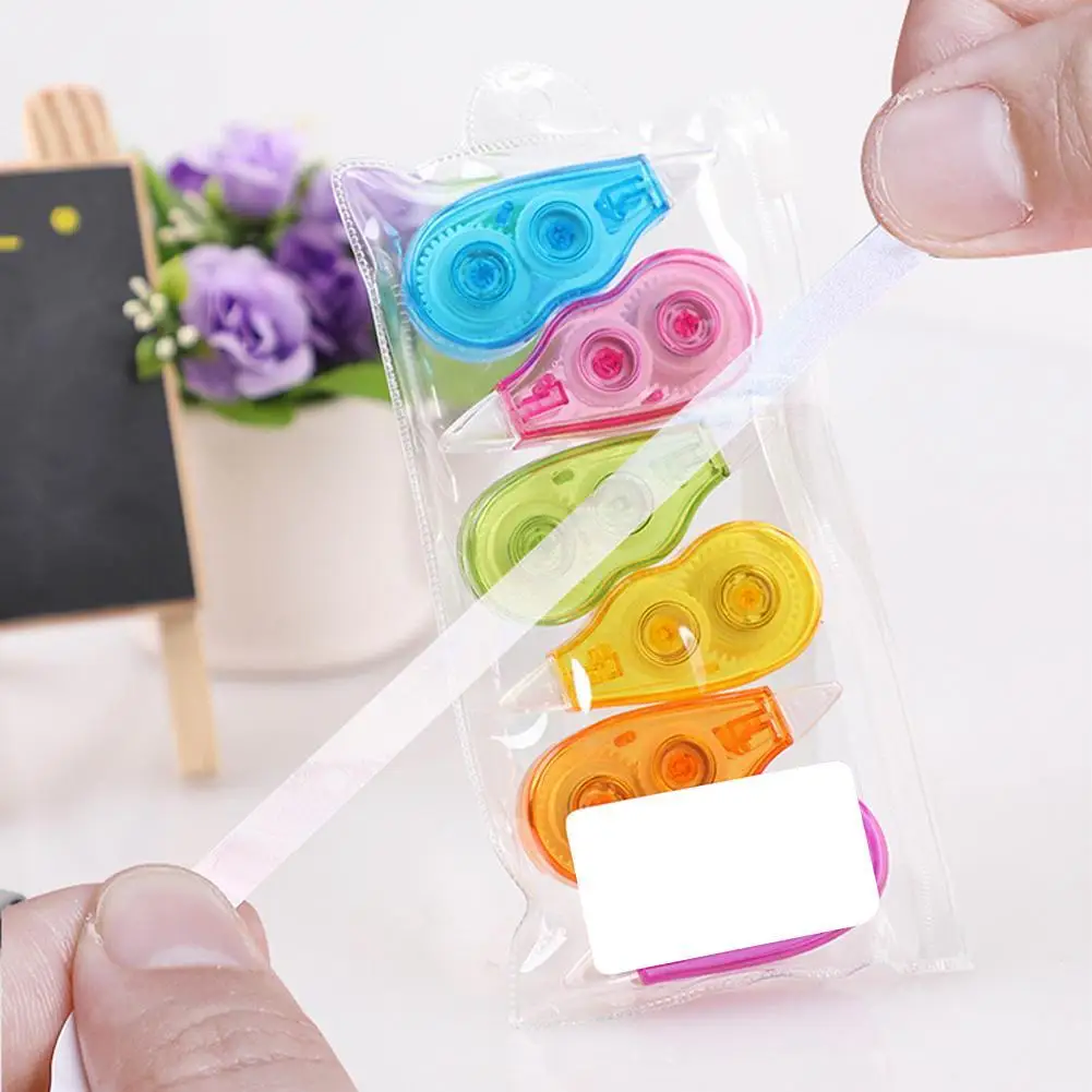 NEW High-end 6Pcs/Set Mini Correction Tape Soft Grip Smooth Operation Plastic Cream Glue Office School Roller Stationary Supplie