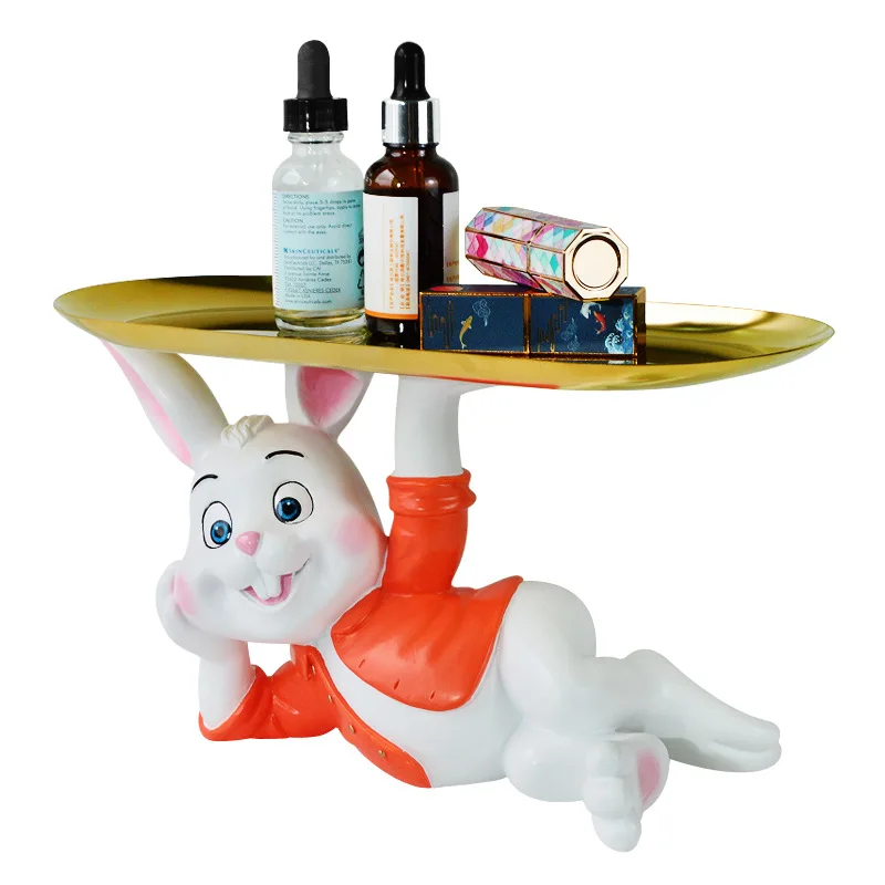 

Creative resin animal modeling bowls rabbit tray ornaments
