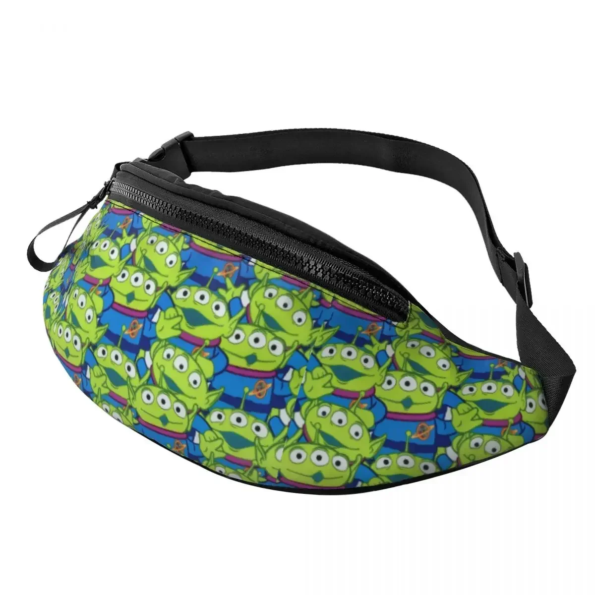 

Custom Casual Green Aliens Fanny Pack for Cycling Camping Women Men Crossbody Waist Bag Phone Money Pouch