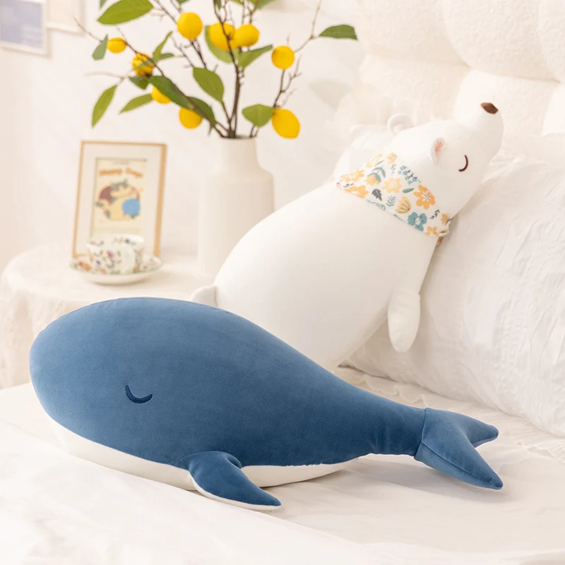 

Морские животные, белый медведь, плюшевые игрушки, уютная мягкая кукла с изображением кита, теплая приятная подушка, детский компаньон, подарки на день рождения