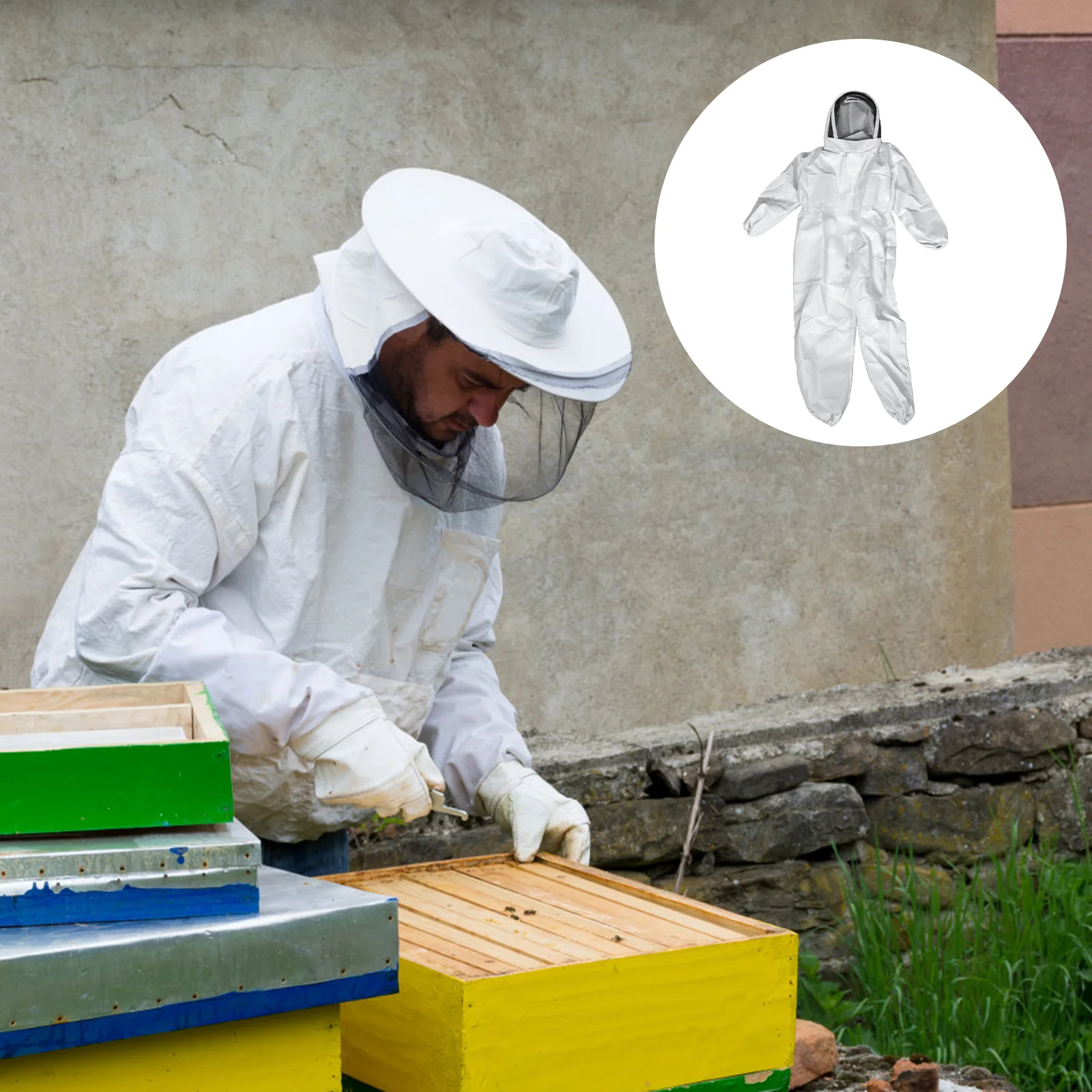 

Beekeeping Suit Professional Wear Resistant Polyester Clothing Foldable Travel Outdoor UV Protection Bee Suit
