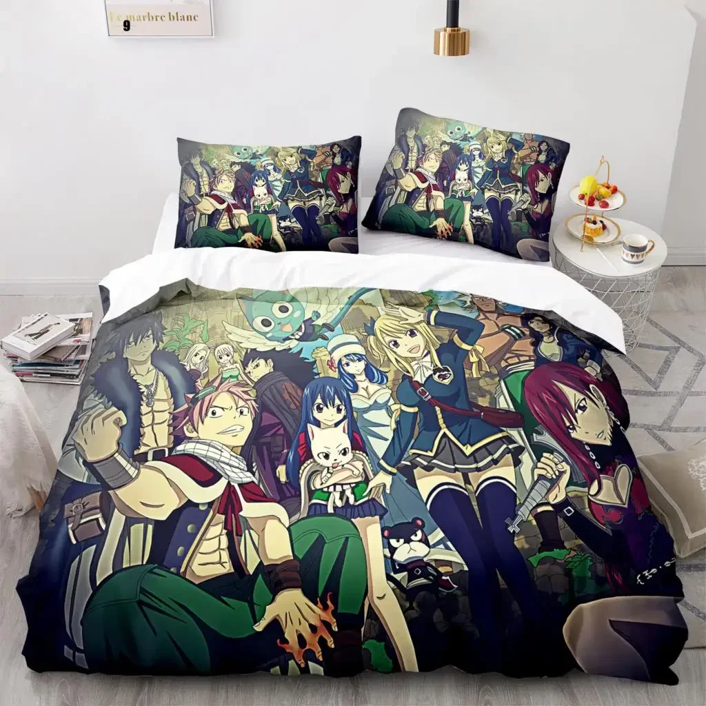 

3D Printed Fairy Tail Natsu Comfortable Duvet Quilt Cover Pillowcase Bedding Set Children Bedroom Decoration Home Textile