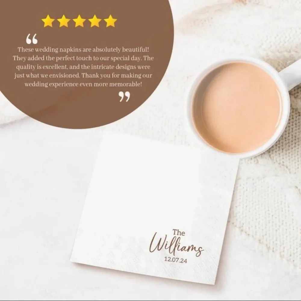 مناديل زفاف مخصصة مع الاسم |   مناديل الحفلات الشخصية |   أي نص على المناديل الخطوبة #2