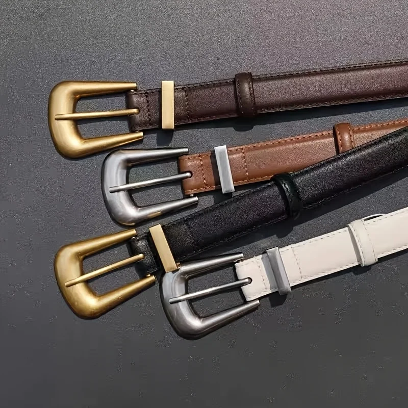 Sabuk Kulit Asli untuk Wanita Desain Simpul Fashion Sabuk Coklat Kasual untuk Mantel Blus Gaun