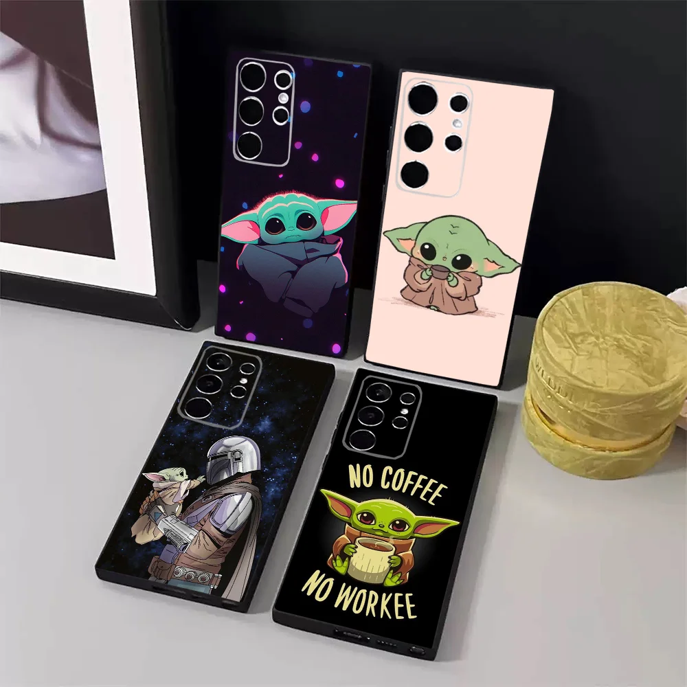 

Cute Baby Y-Yoda Phone Case For Samsung S24,23,22,30,21,10,9,Ultra,Plus,Lite,FE,5G Black Soft Case