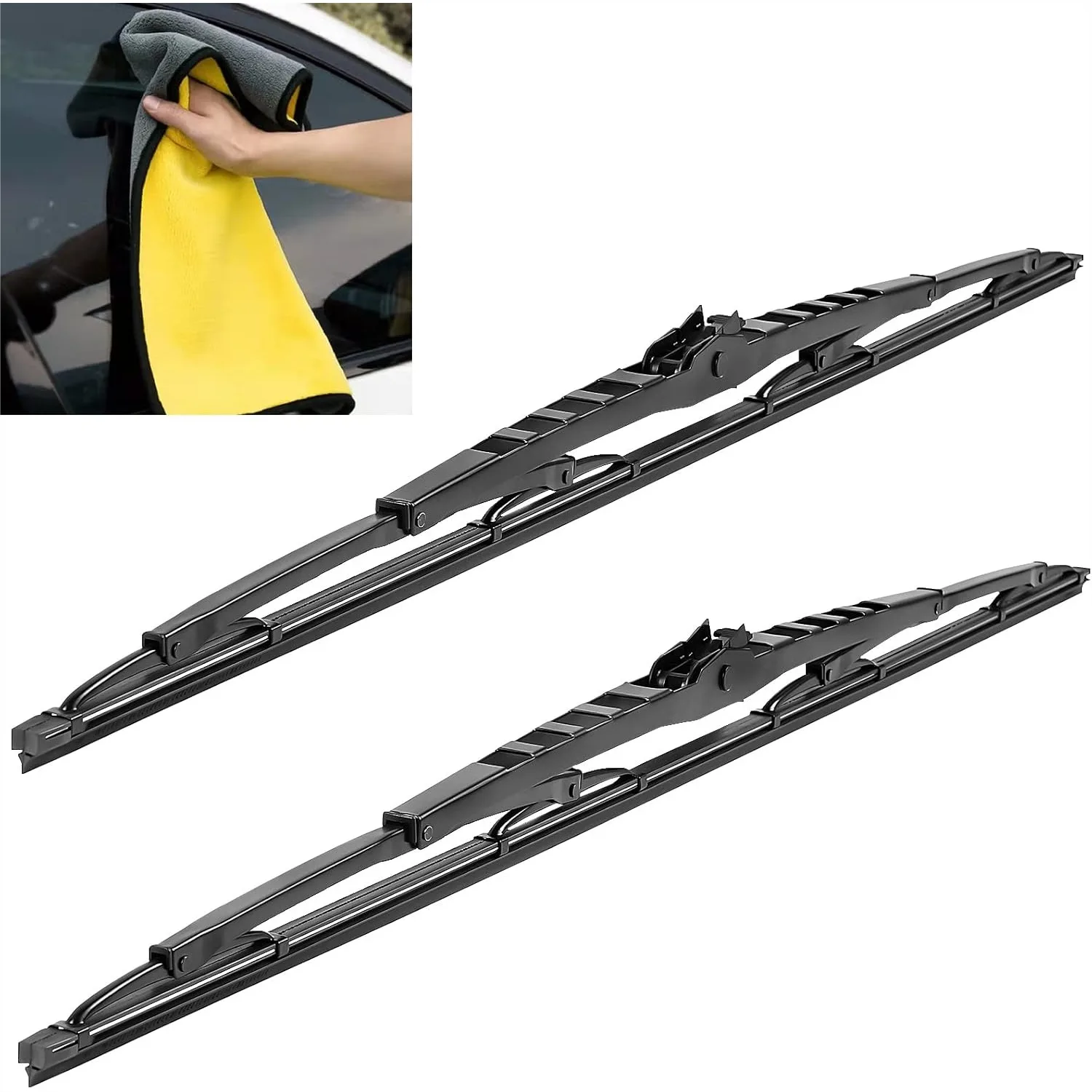 

32 Inch RV Windshield Wiper Blades Pair 12mm J Hook for Motorhome with Car Wash Towel