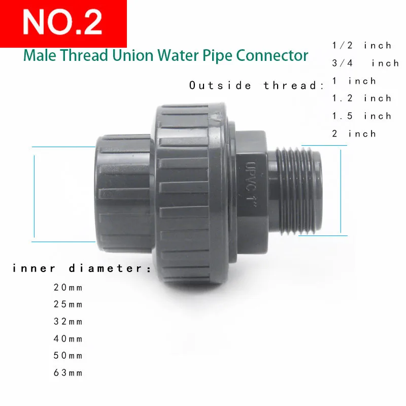 

Male Thread Union Water Pipe Connector Plastic Tube Adapter Garden Irrigation Fittings 1 Pcs