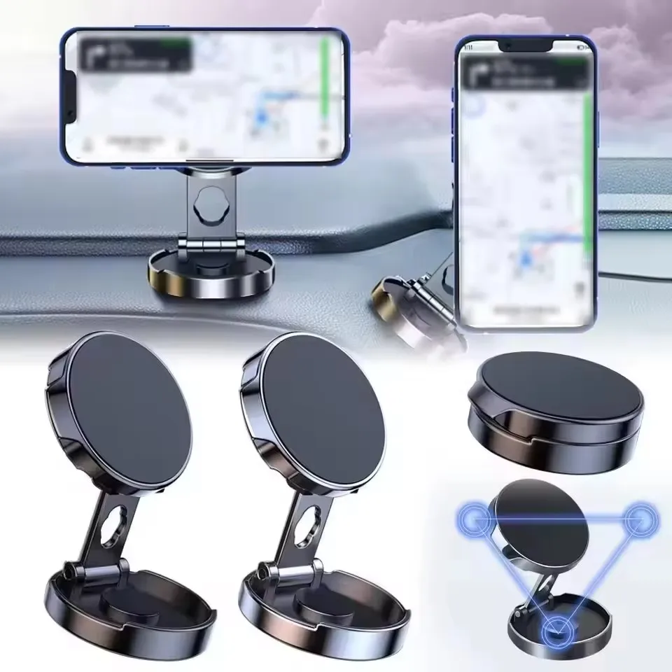 

Round Folding Magnetic Car Holder 360 Degree Rotatable Mobile Phone Bracket Mount Strong Magnet Support For iPhone Samsung Stand