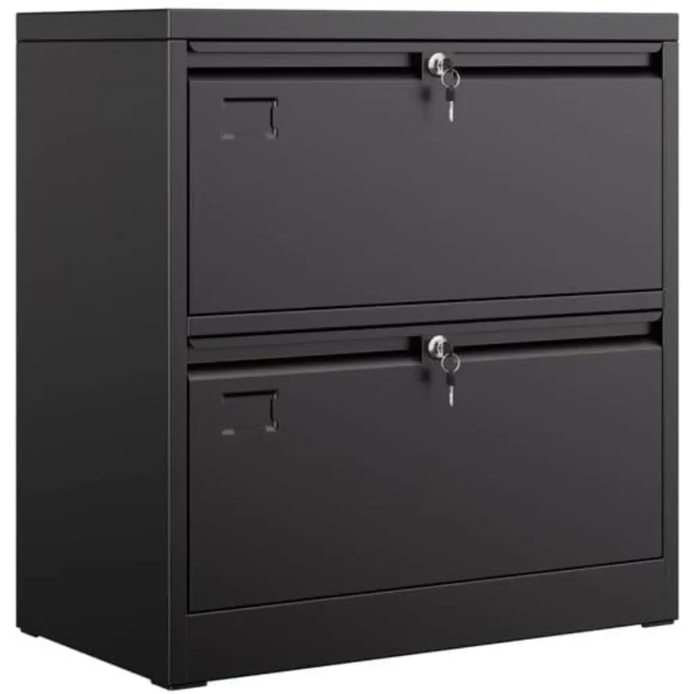 Seitlicher Aktenschrank mit 2 Schubladen, abschließbarer Metall-Aktenschrank, geeignet für Hängemappen im Letter-/Legal-Format für Zuhause, Büro, Schule, re