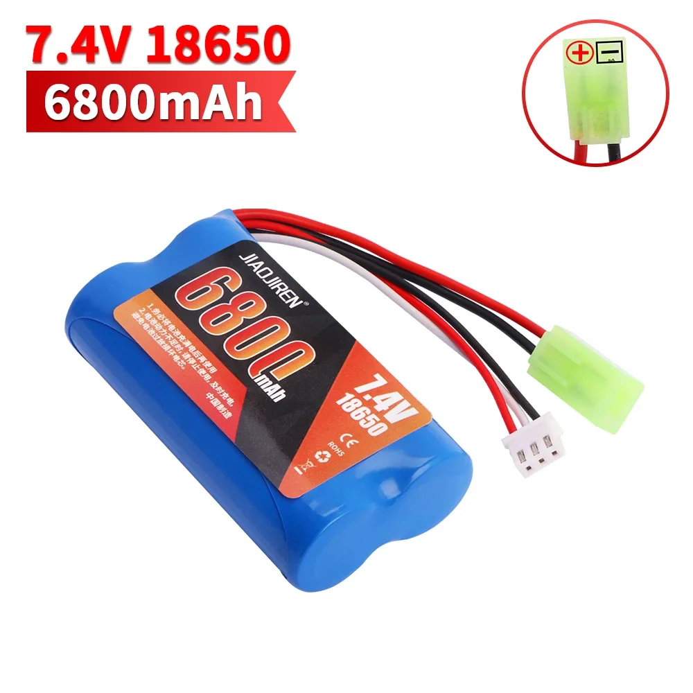 بطارية ليبو 18650 7.4 فولت 6800 مللي أمبير في الساعة لـ Q46 Wltoy 10428 12428/12423 X9115 144001   ملحقات قطع غيار السيارات RC بطارية عالية السعة 7.4 فولت