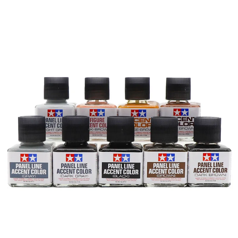 TAMIYA 87131-87210 Panel Line Accent Color 40ML Model Paint Black/Brown/Gray/Light Gray/Pink-Brown/Orange-Brown Modeling Hobby