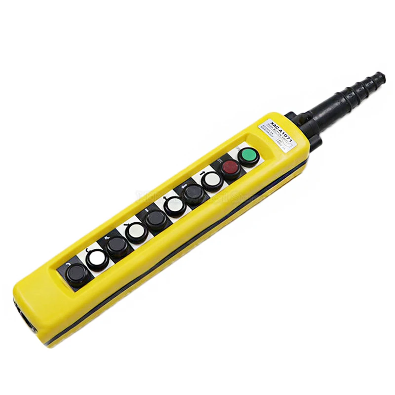 1Pcs XAC-A1071 10 Button Single Speed Lifting Derrick Motor Rainproof Travel Control Crane Button Switch Yellow