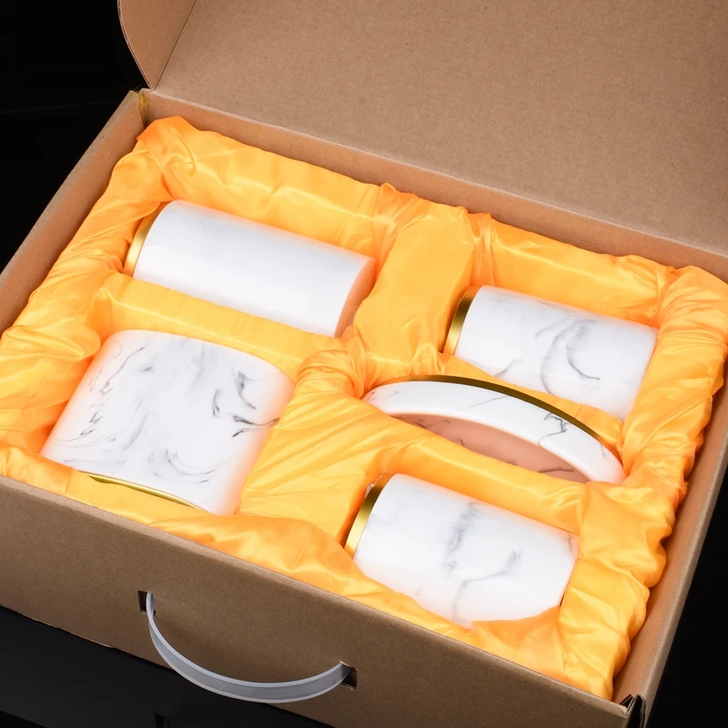 Set di accessori per il bagno ABHU, Set da bagno da 5 pezzi, collezione di Set da bagno pompa per Dispenser di sapone con motivo in marmo, portaspazzolino