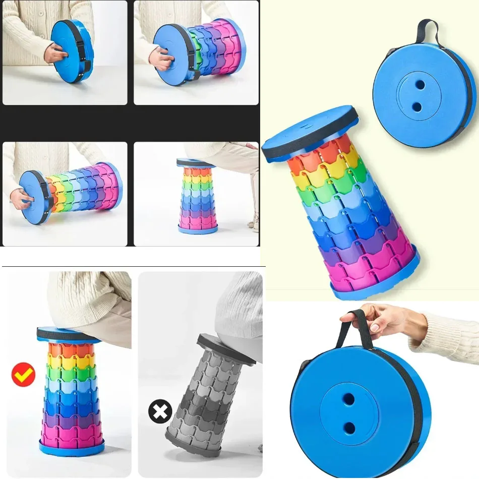 

Hot Portable Folding Telescopic Stool Lightweight Plastic Subway Queuing Chair and Outdoor Camping Fishing with Carry Bag