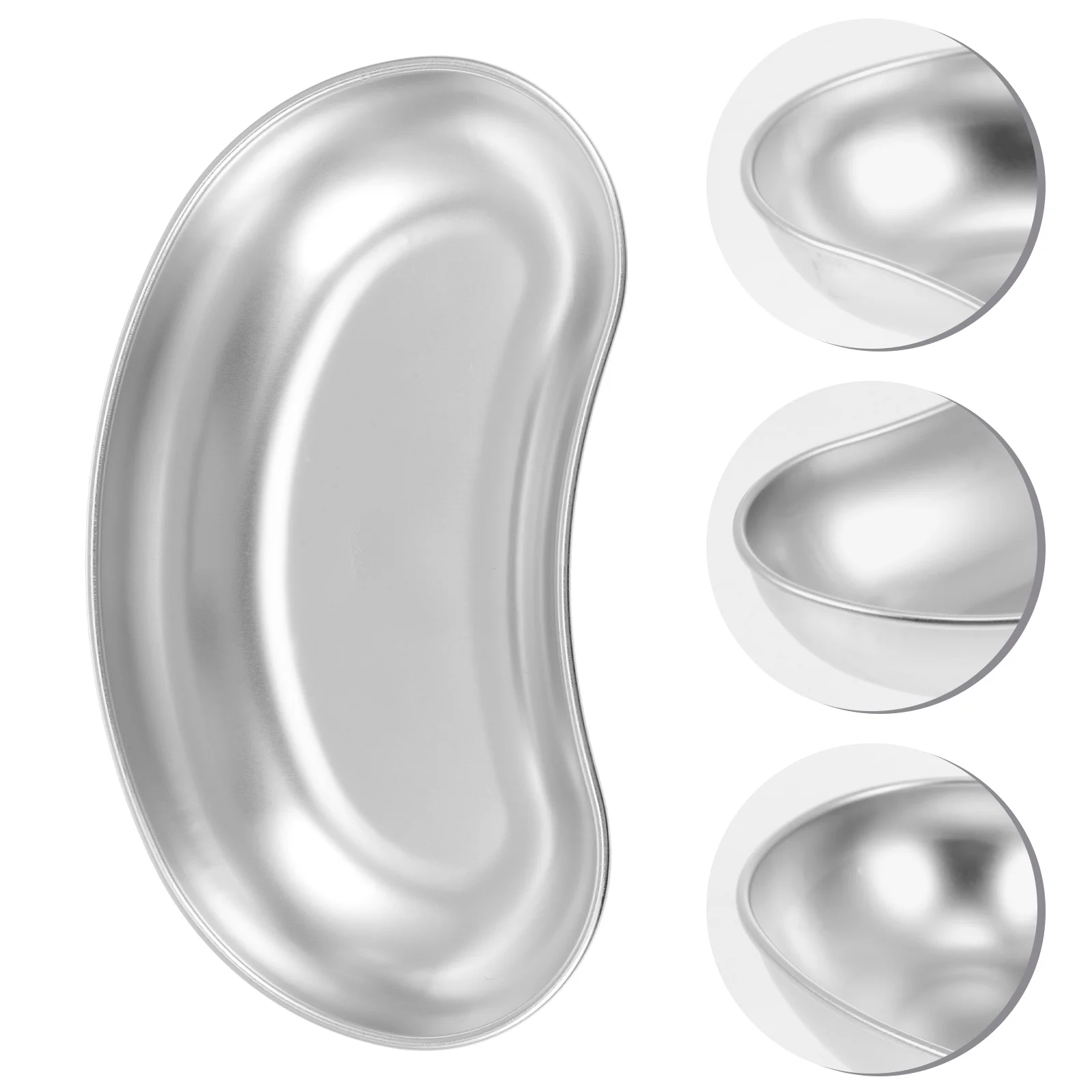 Stainless Steel Waist Tray Kidney Shape Storage Plate Medical 1950X1050X350CM Clinic Silver Curved Dental