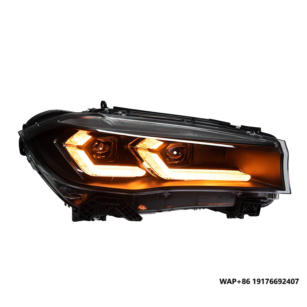 For ’BMW X5 28i 35i 50i F15 2014-2018 LED Car Front Lamps Assembly Upgrade Double L DRL Projector Lens Car Tool Accessories