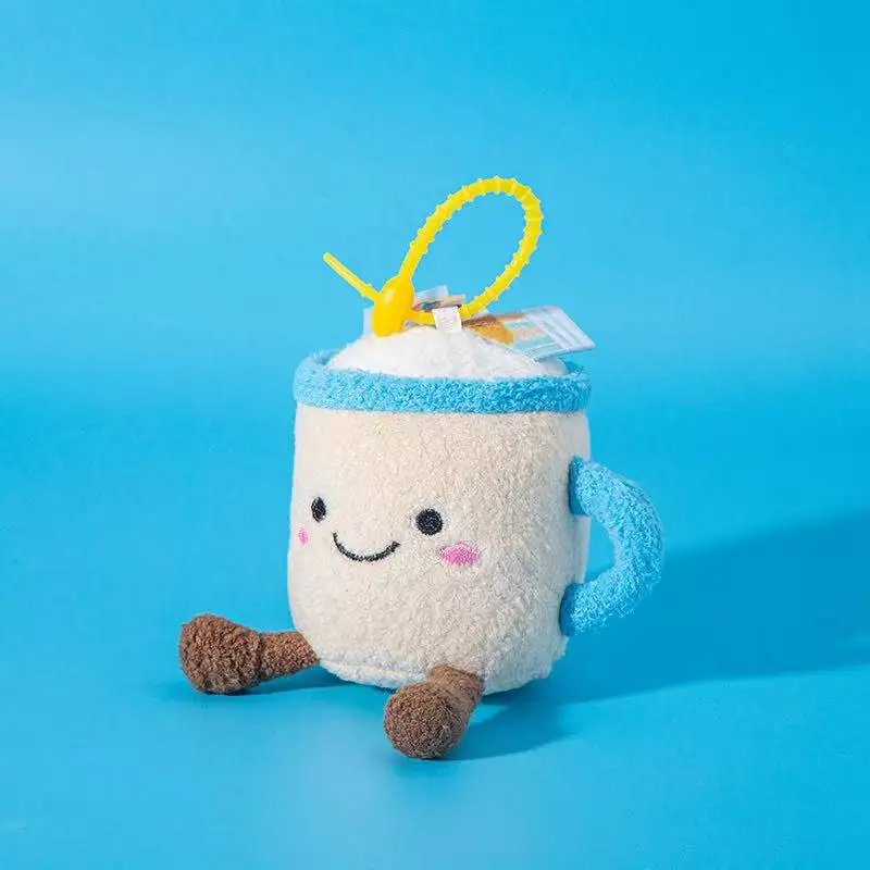 Lo último en llavero con colgante de mochila de frutas, muñeco de gato de simulación, muñeco de peluche Kawaii, muñeco de dibujos animados de Anime, bonito regalo de cumpleaños para niños