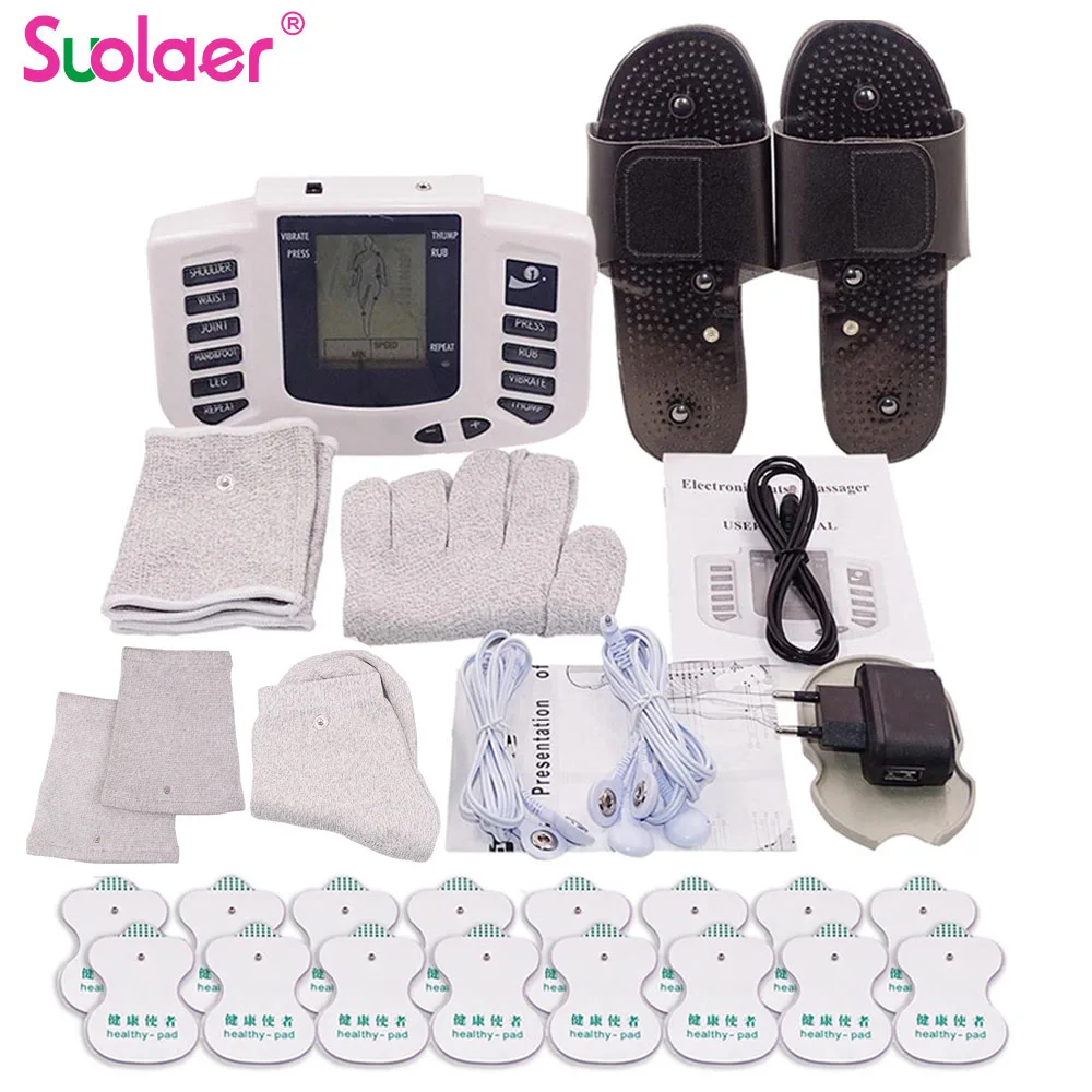 Gesicht Körper Russisch/Englisch Elektrische Puls Massage Muskel Entspannen Stimulator Therapie Massagegerät 16 Pads Zehn Einheit Akupunktur