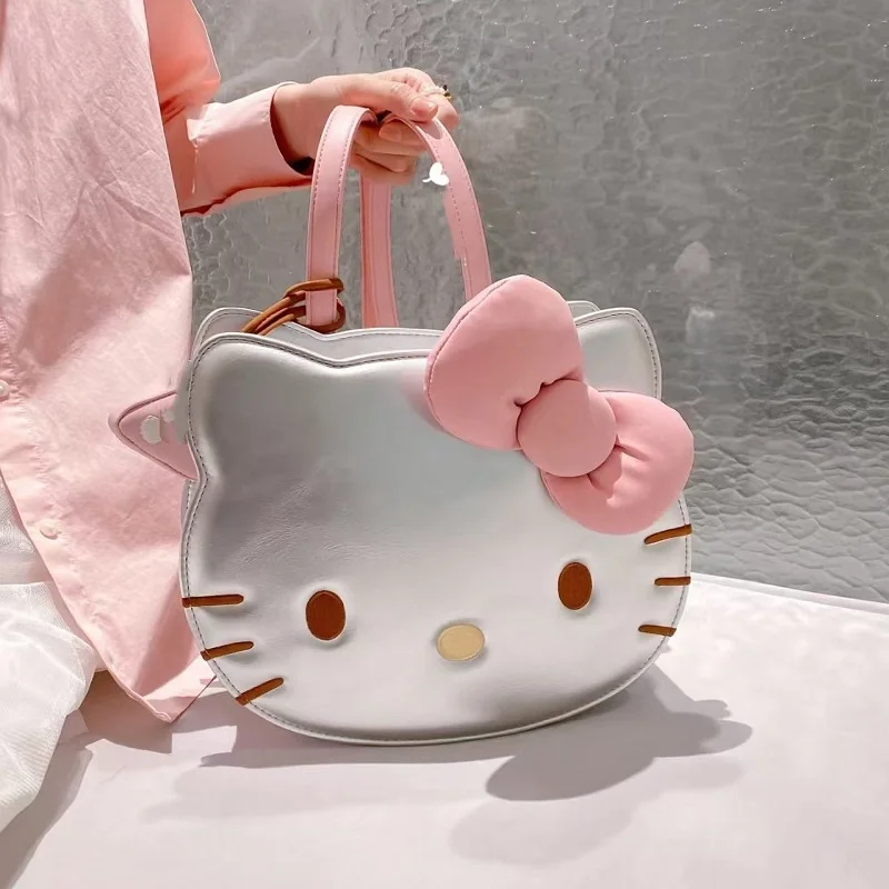 

Sanrio Hello Kitty Tote Bag For Women Cartoon Kitty PU Leather Backpack Large Capacity Shoulder Bag Handbag Student School Bag