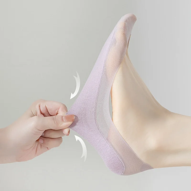 3/5 paia di calzini da donna No Show calzini invisibili antiscivolo calzini con fodera in cotone traspirante estate leggera EU 34-39