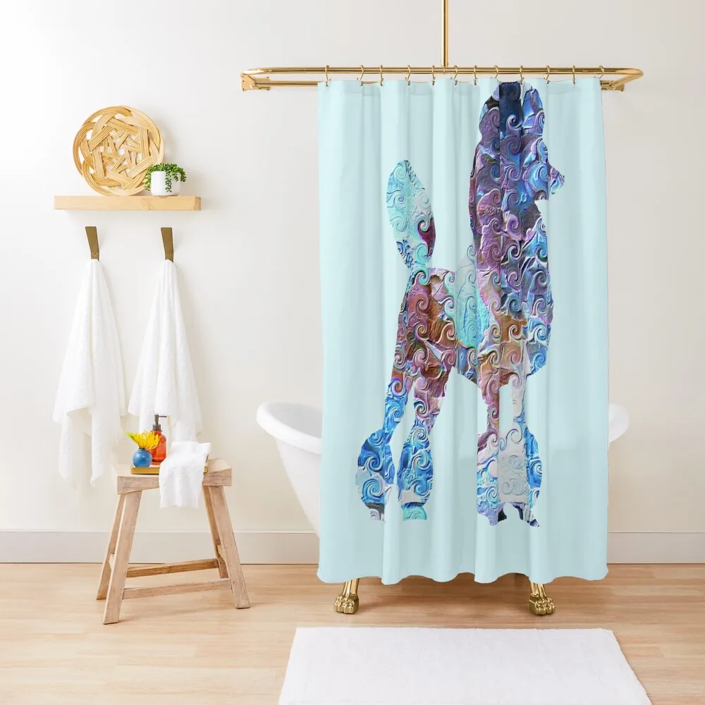 

Poodle in Hydrangea Shower Curtain Shower Set Transparent Bathroom Shower Cute Curtain