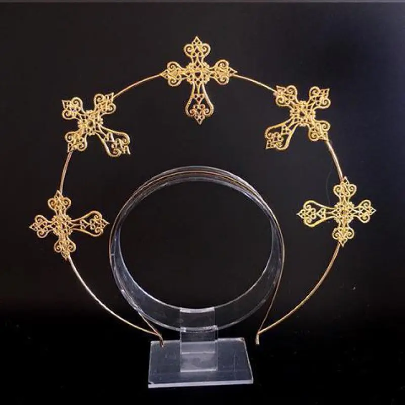Engelsfederflügel Gothic Lolita Jungfrau Halo Krone Stirnband Vintage Kirche Maria Barock Tiara Cosplay Kawaii Zubehör