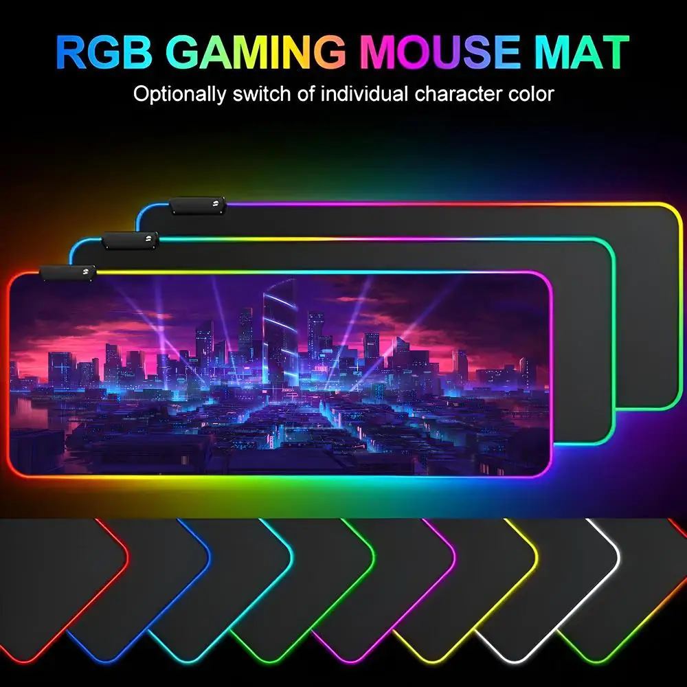 

Urban night scene cartoon style Mouse tapis de souris xxl Pad Mousepad Rgb Mouse Pad Gaming Backlight Pc Accessories Gamer Keyb