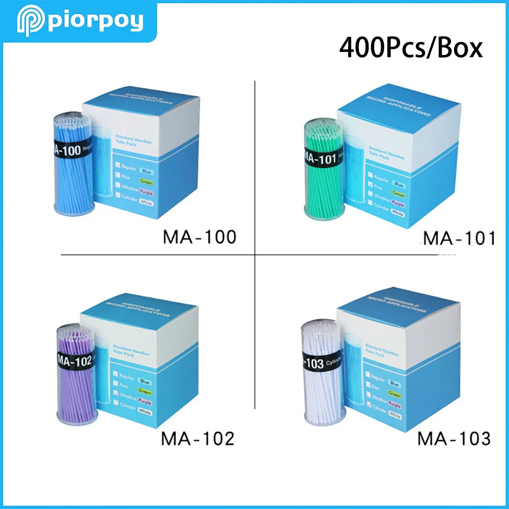

PIORPOY Dental Micro Brush 400Pcs/Box Dental Disposable Micro Applicator Bendable Long Shank Oral Teeth Whitening Extension Tool
