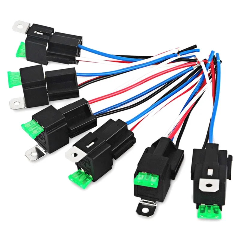 

6PCS Copper Terminal Auto Relay 30A Fused On/Off Car Motor Relay With Holder Socket On/Off Fused Relay 4PIN