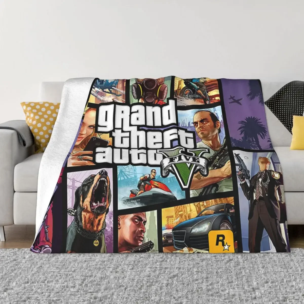 

GTA Grand Theft Auto Blanket Warm Fleece Soft Flannel Video Game Throw Blankets for Bedroom Sofa Home Spring