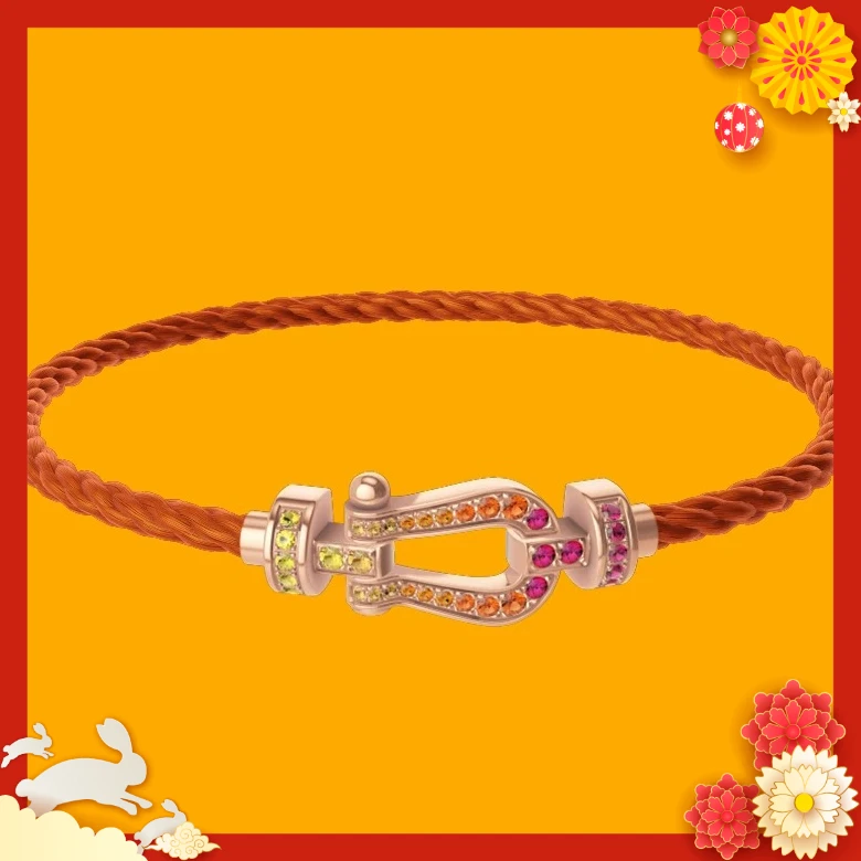 

LZJV New 925 Silver Peach Red Nylon M Color Zircon Fashion Bracelet Female Daily Wear Party Party Gifts Luxurious Couple Jewelry