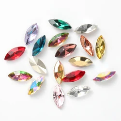 5x10mm Navette Glass Rhinestones Glitter Pointback Needlework Accessories K9 Glass Rhinestone Crystal Beads For Jewelry Making