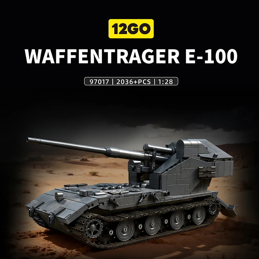 2036 Uds. Bloques de construcción de tanque Waamarager E-100 1:28 modelo de vehículo blindado pesado con 5 figuras de juguete para niños regalos