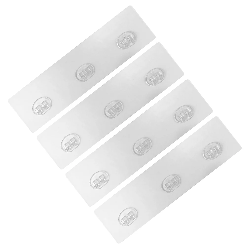 4 Pcs Three Buttons Wall-mounted Transparent Traceless Hook-free Punch-free Storage Rack Pe Shower Shelf Adhesive Strips Hooks