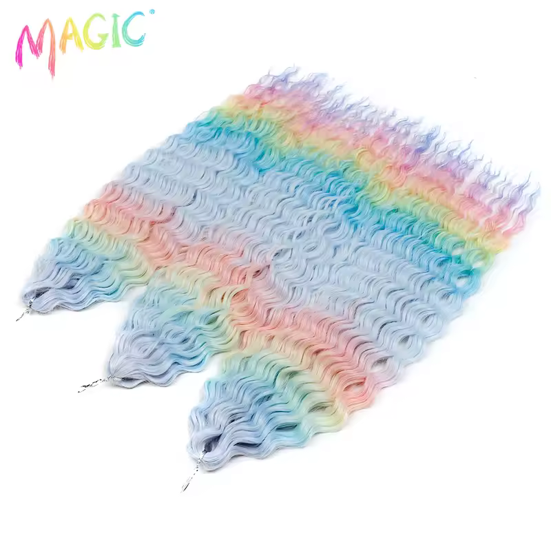Magic Ariel Curl Hair Water Wave Twist Crochet Hair Synthetic Braid Hair Ombre Blonde 22 Inch Deep Wave Braiding Hair Extension - Image 19