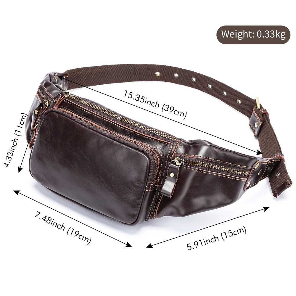 WESTAL Men\'s Genuine Leather Waist Bags Male Fanny Pack Vintage Phone Bags Leather Messenger Bags Purses Sport Waist Pack 9999