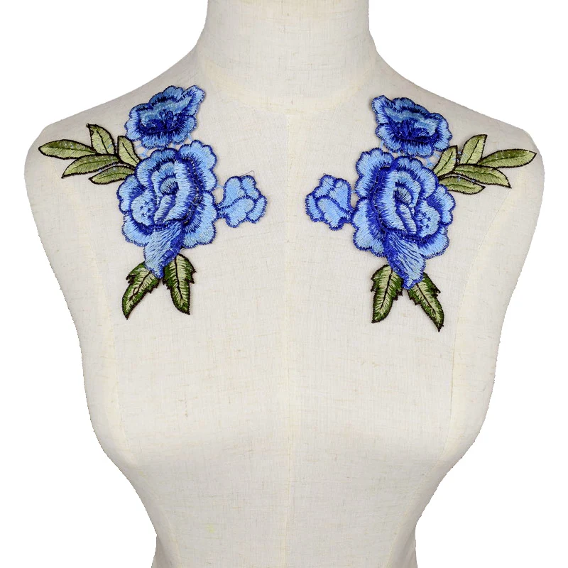 2 Teile/satz 3D Blume Stickerei Applique Patch Für Abend Rock Kleidung Spitze Kragen Dekoration Patch Nähen Auf Zubehör – Detail 12