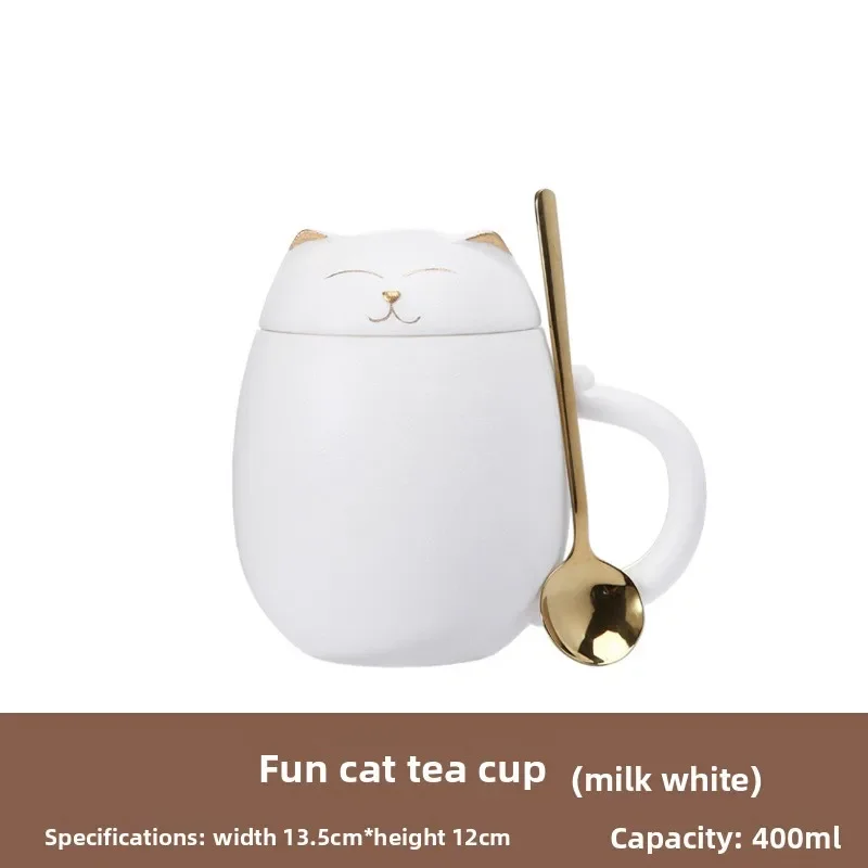 Ceramic water with lid spoon Creative water  Office household cup Female cute ceramic water cup