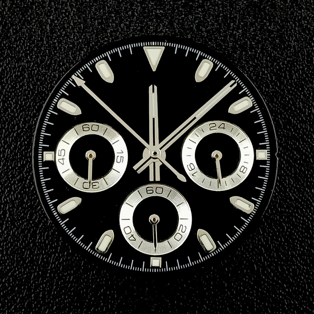 VK63 dial timing dial custom logo 29mm panda dial green glowing suitable for VK63 quartz movement watch accessories