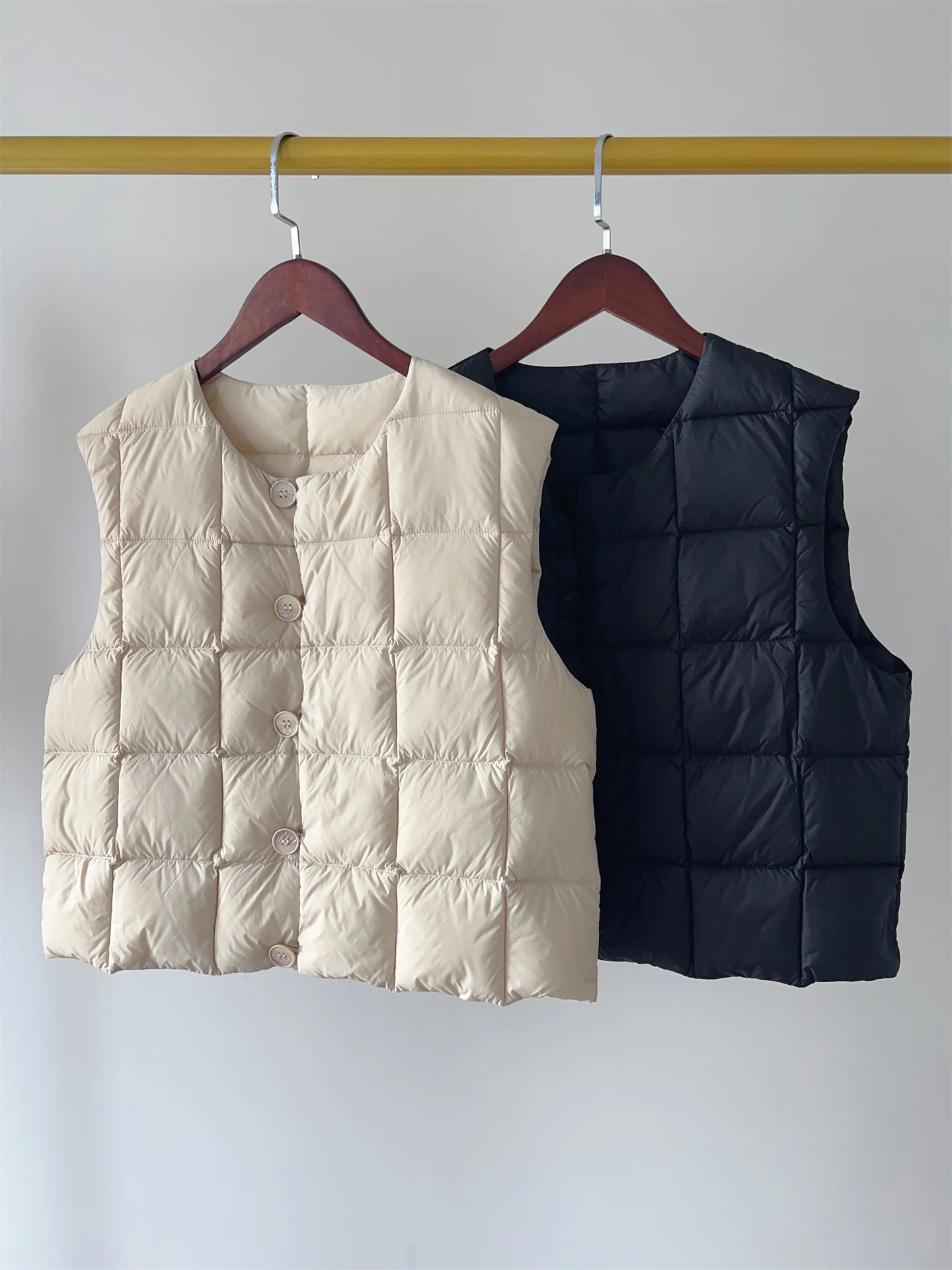 

Легкий пуховый жилет на осень-зиму, простой круглый безрукавный жилет без подкладки, 90% белый пух, теплый, модный