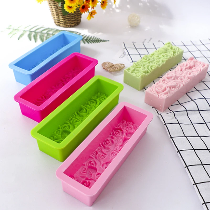 Strip Rose Silicone Soap Mold DIY Flower Plant Candle Resin Plaster Mould Chocolate Cake Ice Baking Making Set Home Decor Gifts