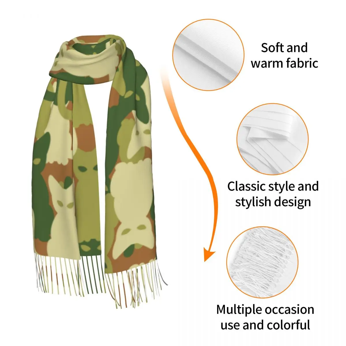 Autunno inverno sciarpe calde gatti militari esercito modello mimetico moda scialle nappa sciarpe avvolgere collo fascia hijab stola