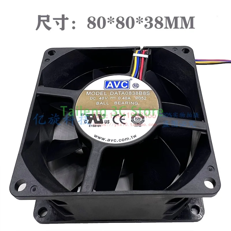 Original para AVC DATA0838B8S 8038 80*80*38mm DC 48V 0.48A ventilador de resfriamento axial de 4 pinos